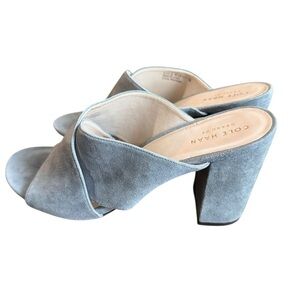 Cole Haan Grand OS Gabby Sz 7 B Suede Leather Open Toe Block Heel Sandals